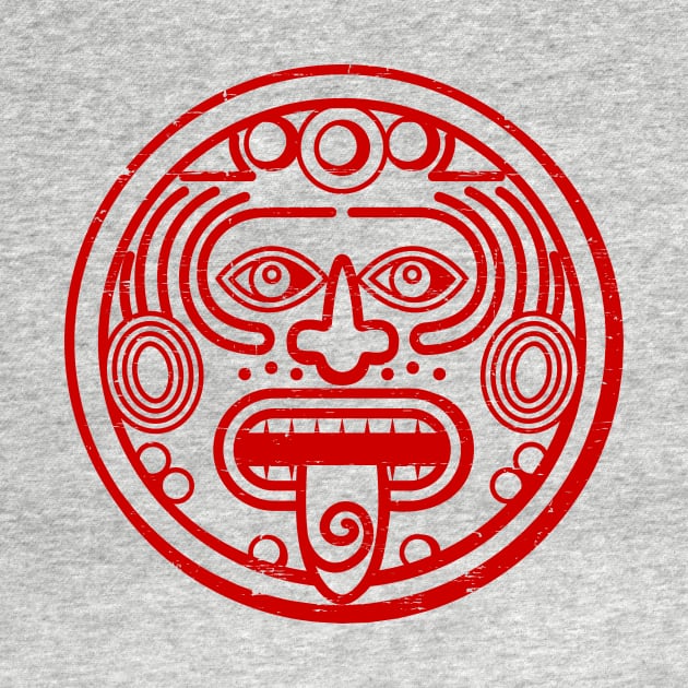 Latino art - Mayan - red design by verde